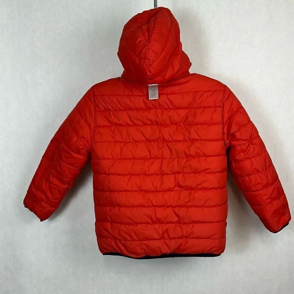 Gymboree Reversible Puffer Jacket Coat Red Blue Sz Medium 7-8 Hood Zip Front - Picture 8 of 10